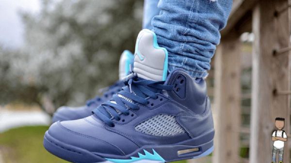 Nike Air Jordan 5 Retro Sko Til Mænd Marineblå