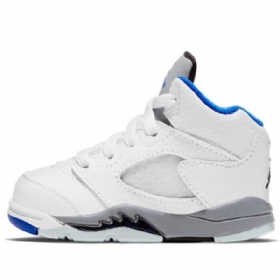 Nike Air Jordan 5 Retro Td Sko Til Børn Hvid Blå