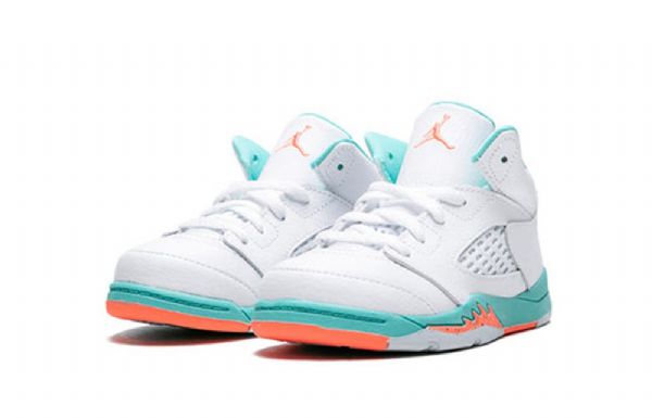 Nike Air Jordan 5 Retro Td Sko Til Børn Lys Turkis