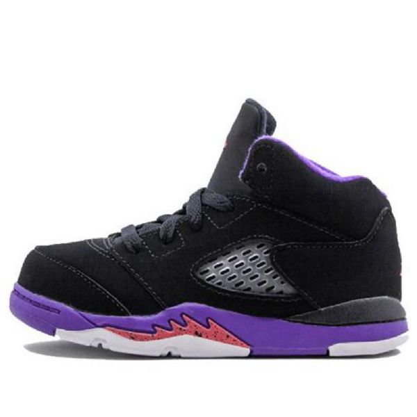 Nike Air Jordan 5 Retro Td Sko Til Børn Sort Lilla