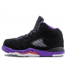 Nike Air Jordan 5 Retro Td Sko Til Børn Sort Lilla