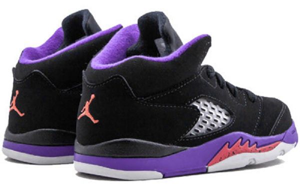 Nike Air Jordan 5 Retro Td Sko Til Børn Sort Lilla