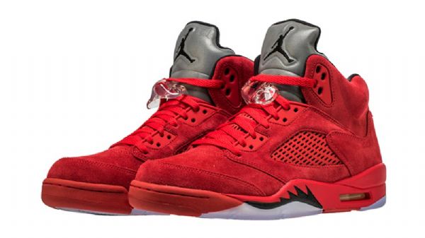 Nike Air Jordan 5 Ruskindssko Til Mænd Rød