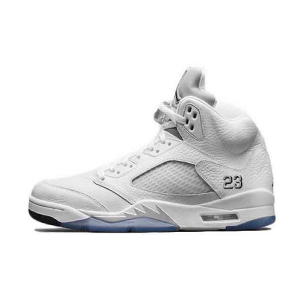 Nike Air Jordan 5 Sko Til Mænd Hvid Sølv