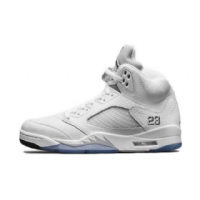Nike Air Jordan 5 Sko Til Mænd Hvid Sølv