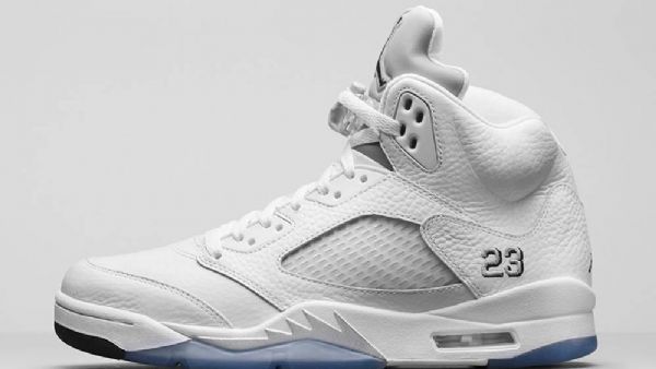 Nike Air Jordan 5 Sko Til Mænd Hvid Sølv