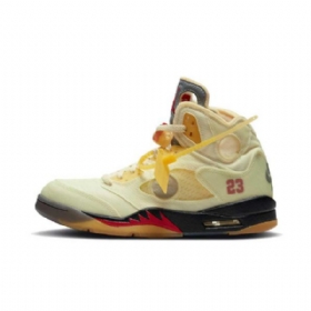 Nike Off-white Air Jordan 5 Four Sko Til Mænd Gul