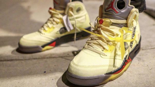 Nike Off-white Air Jordan 5 Four Sko Til Mænd Gul