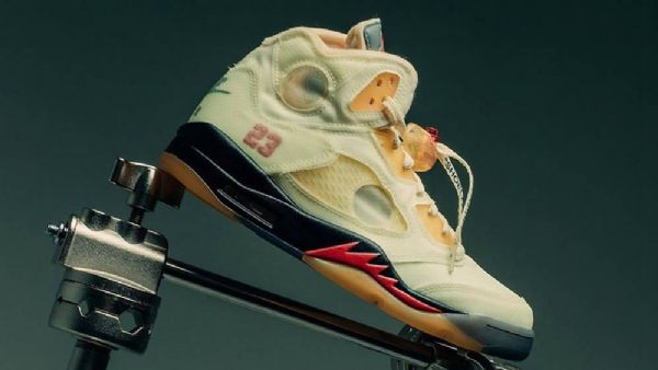 Nike Off-white Air Jordan 5 Four Sko Til Mænd Gul