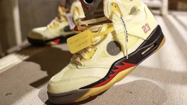 Nike Off-white Air Jordan 5 Four Sko Til Mænd Gul