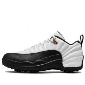 Nike Air Jordan 12 Low Tops Golf Retro Basketball Sko Til Mænd Hvid Sort