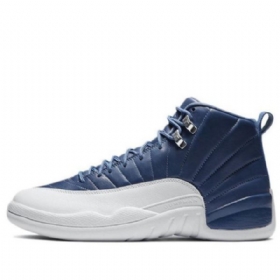 Nike Air Jordan 12 Retro Basketball Sko Til Mænd Mørkeblå Hvid