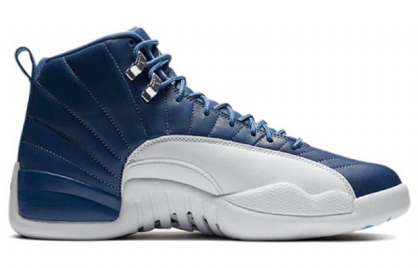 Nike Air Jordan 12 Retro Basketball Sko Til Mænd Mørkeblå Hvid