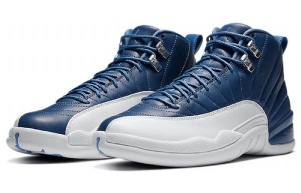 Nike Air Jordan 12 Retro Basketball Sko Til Mænd Mørkeblå Hvid