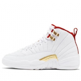 Nike Air Jordan 12 Retro Gs Basketball Sko Til Mænd Hvid Rød