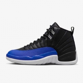 Nike Air Jordan 12 Retro Sko Til Damer Sort Sølv Hvid Kongeblå