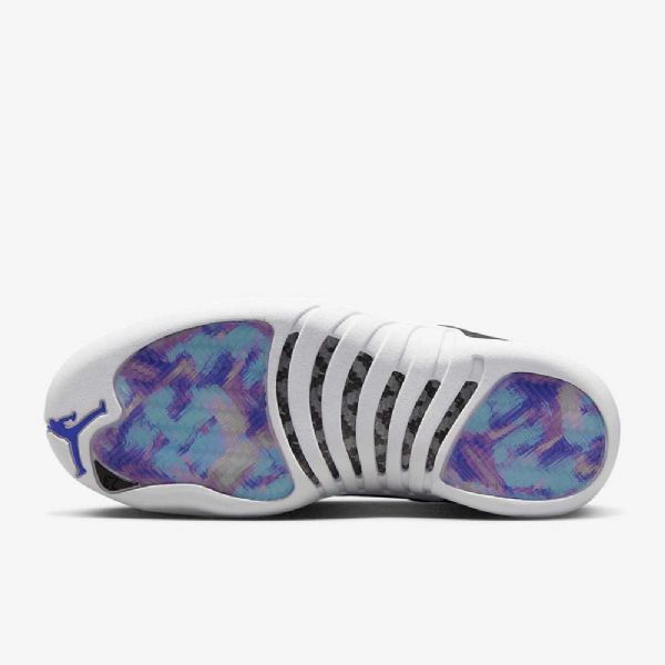 Nike Air Jordan 12 Retro Sko Til Damer Sort Sølv Hvid Kongeblå