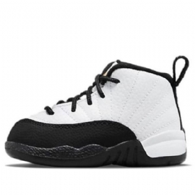 Nike Air Jordan 12 Retro Td Basketball Sko Til Børn Hvid Sort