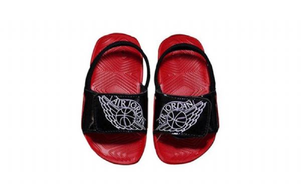 Nike Air Jordan Hydro 7 Velcro Slide Sports Hjemmesko Til Børn Sort Rød